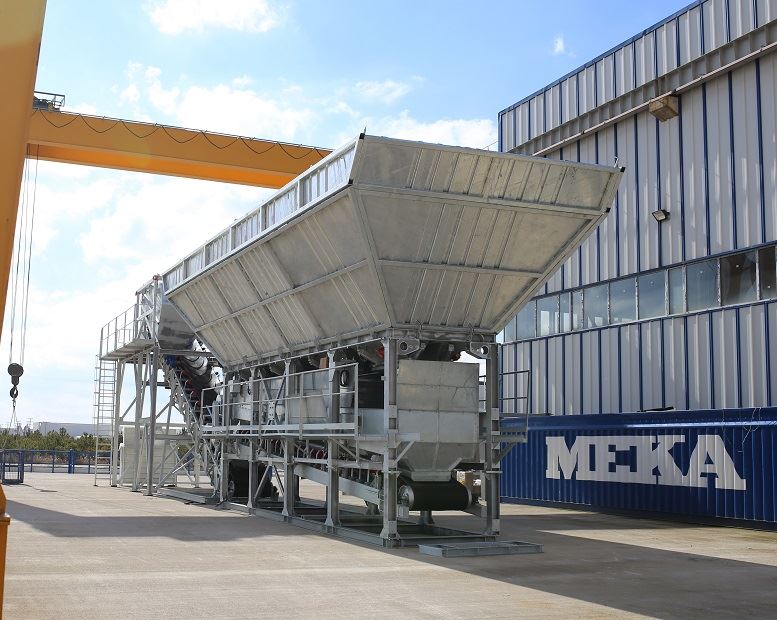 MEKA dry batching concrete plant has higher capacity and lower energy consumption